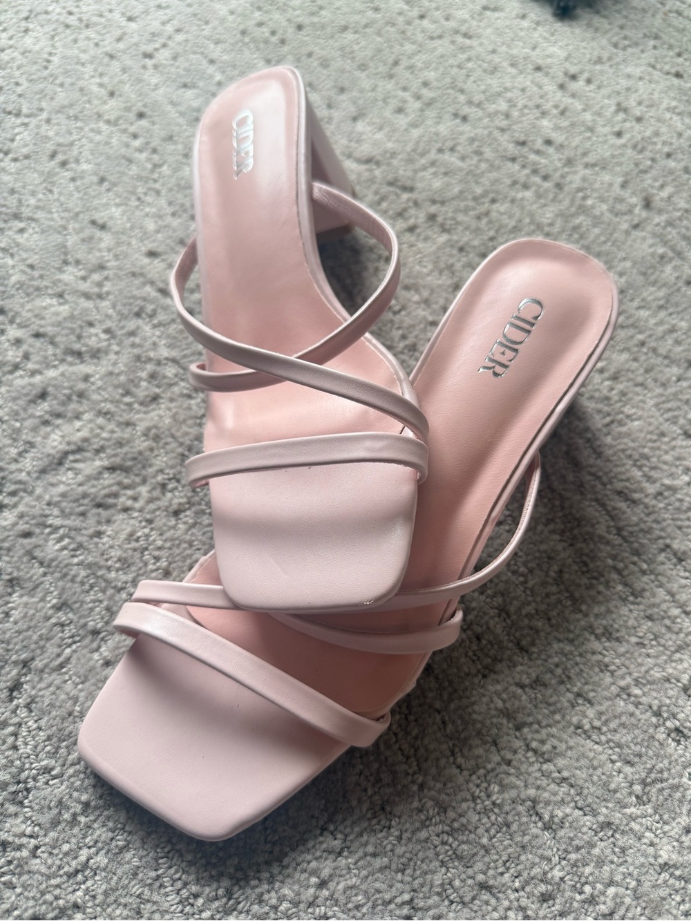 Cider Blush Multi-Strap Square Toe Block Heels
